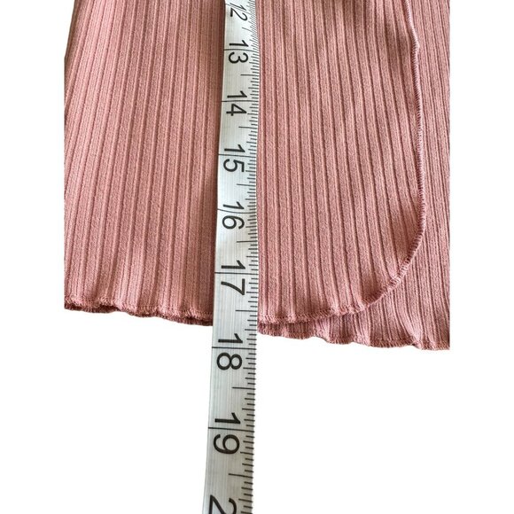 Elodie Pink Ribbed Long Sleeve Tie-Front Crop Cardigan Sweater Top Size S NWT - Picture 6 of 10